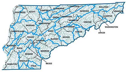 East Tennessee map