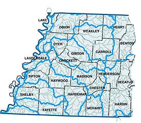 West Tennessee map