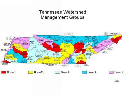 Watershed Groups in Tennessee's Watershed Approach to Water Quality. To view larger map, click on image.